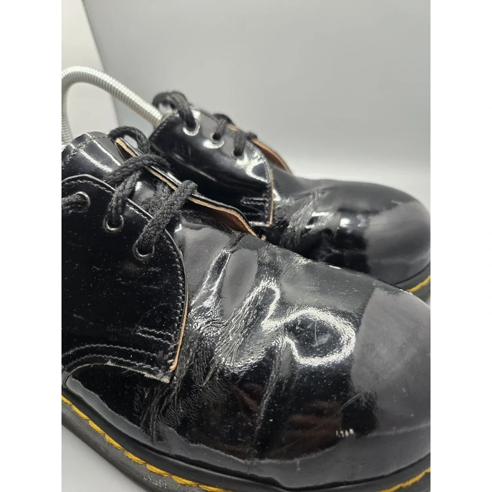 Dr. Martens 1461 Black Patent Leather 3-Eye Lace Up‎ Plain Toe Oxford Womens 8